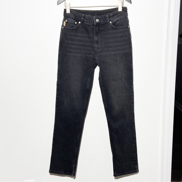 New GANNI straight-leg slit-detail jeans Black size 28 - Picture 4 of 11